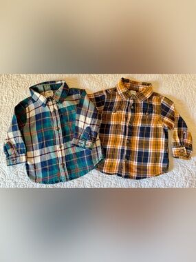 Baby Boy Old Navy 6-12M Long Sleeve Plaid Button Down Shirt Set